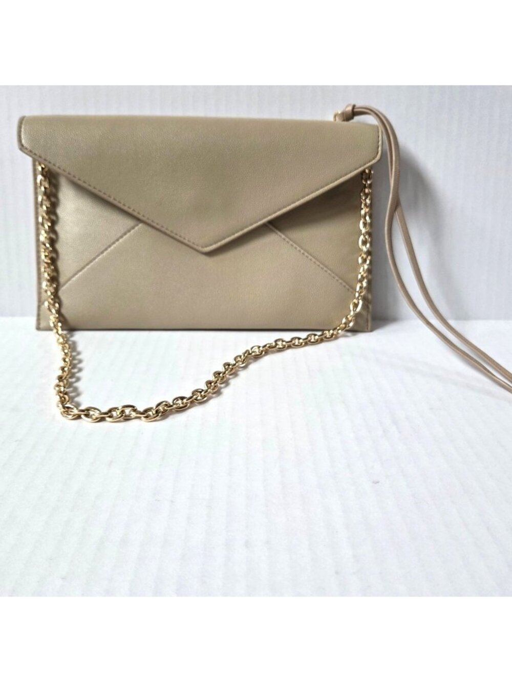Rebecca Minkoff Purse Beige Envelope Clutch Shoulder Evening Bag Cocktail Party